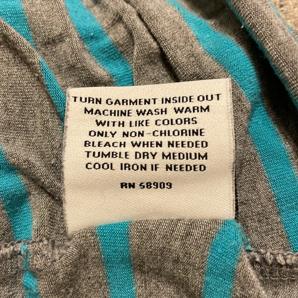 Van Winkle & Co Girls XS Striped Modal Top Teal Gray Short Sleeve Pajama Shirt - Picture 6 of 6